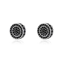 Black Zirconium Copper Earrings  Round Diamond Earrings 3.5g