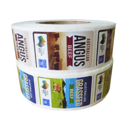 La coutume adhésive a imprimé les labels faits sur commande de produit imperméables sur Rolls pour l'emballage alimentaire