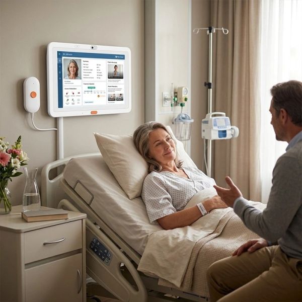 Hospital Bedside Information Tablet with Camera and Privacy Protection
