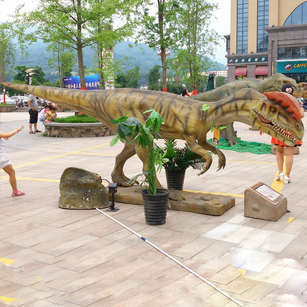 Park Attract Flow Exhibition Animatronic Dinosaur For Sale Infrafed Sensor Dilophosaurus