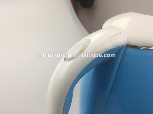 Blue Food Grade Double Wall Electric Kettle Waterproof Mini Size Energy Saving