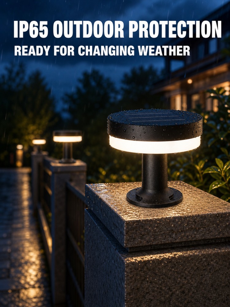 Low Glare Moon Shadow Solar Powered Post Top Lights 5W 8AH Battery Decorative Lighting