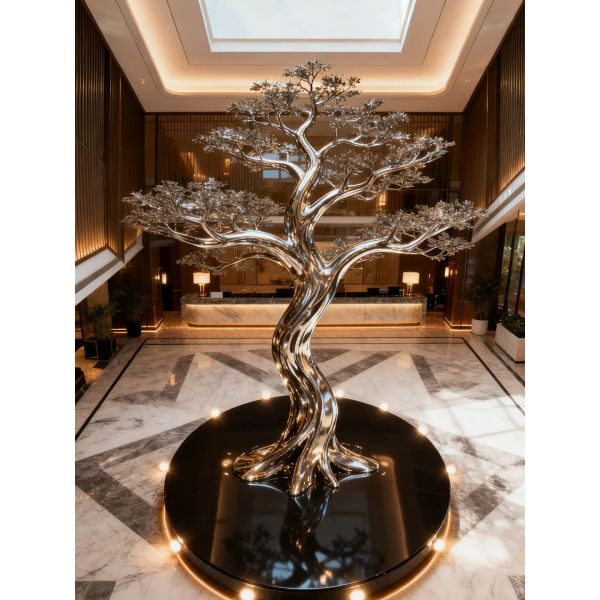 Modern Artistic Metal Tree Installation for Resort Garden Public Art Zone Decoration