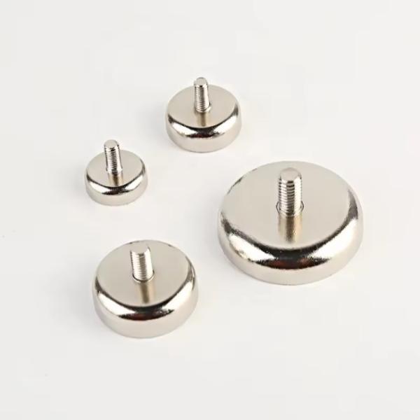 Neodymium Pot Magnet With External Thread Nickel Coating Magnetic Pot
