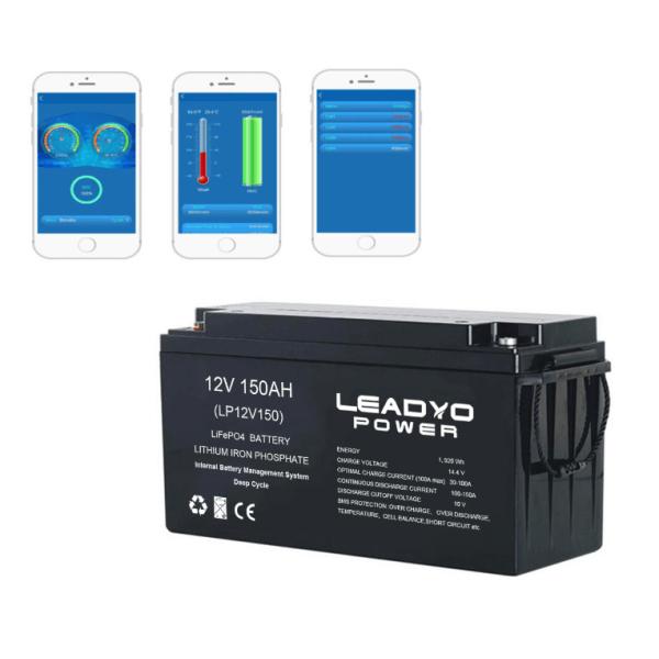 Батареи цикла LiFePO4 батареи 12v 150Ah перезаряжаемые иона лития морские глубокие с приложением Bluetooth