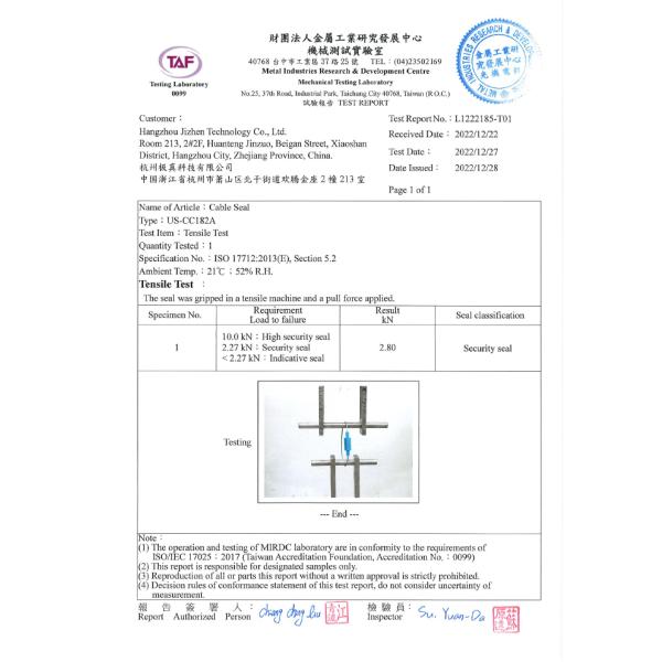 250*27.5*12.4mm Logistics  Container Cable Seal Self Locking US-CC182B