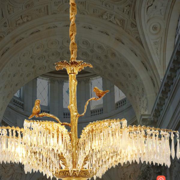 Toda a sala de visitas de cobre Crystal Chandelier Light Luxury Villa Hall Lamp Atmospheric Custom
