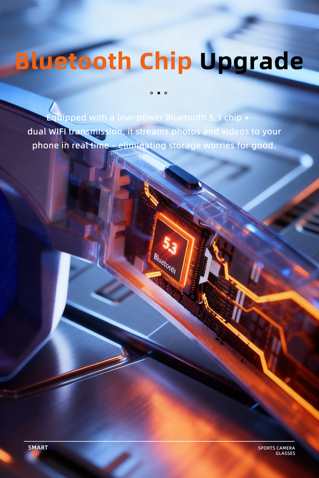 V06 Smart Glasses-1200P Video AI Object Recognition IP54 Waterproof Magnetic Charging Voice Control Semi-Open Stereo