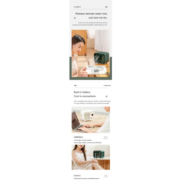 USB мини портативный беспроводный фан-охладитель с светодиодным ночным светом и распылителем тумана