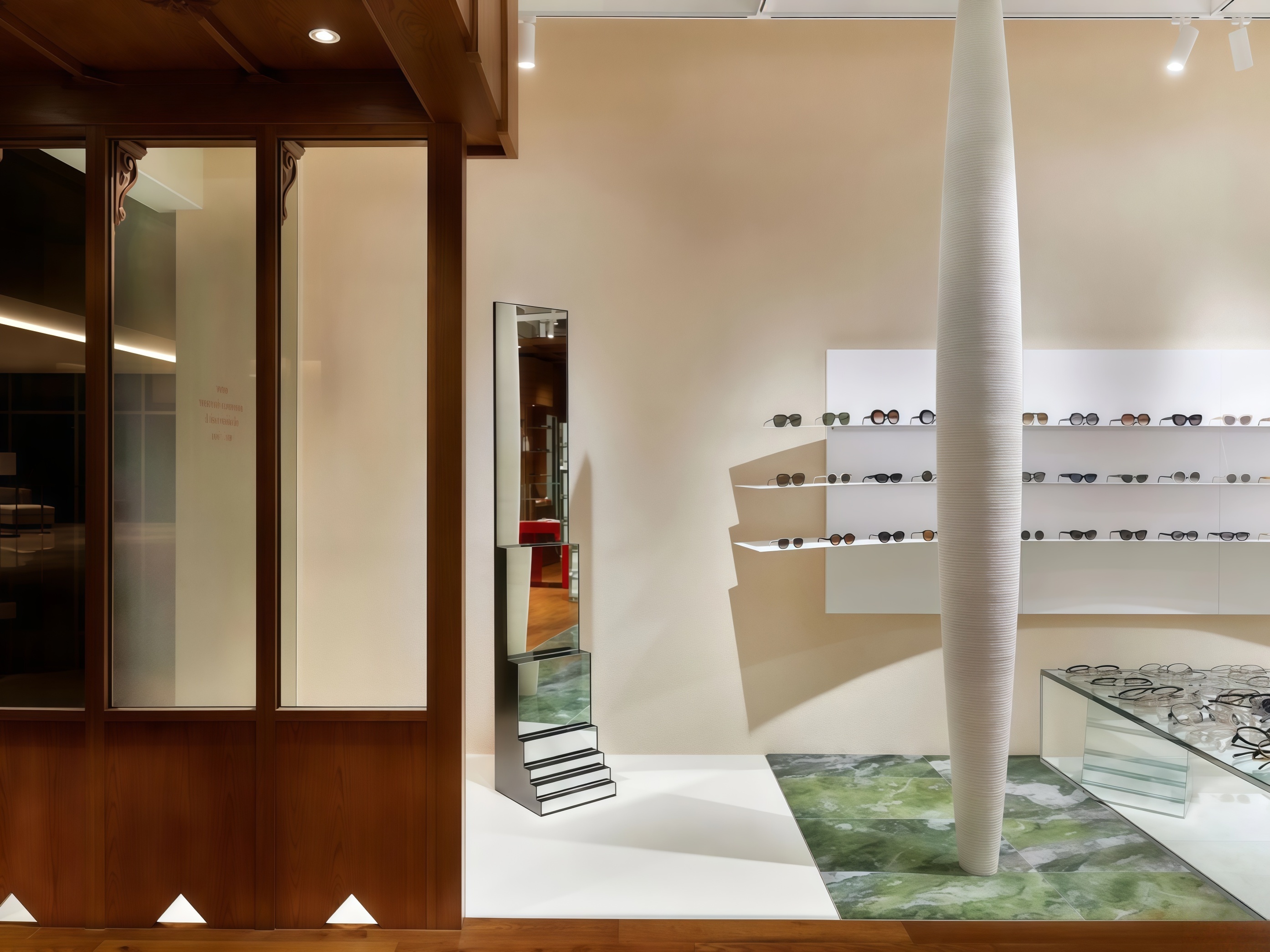 Custom Heavy Duty Eco-Friendly Eyeglasses Display Shelf and Optical Store Showcase Furniture Factory