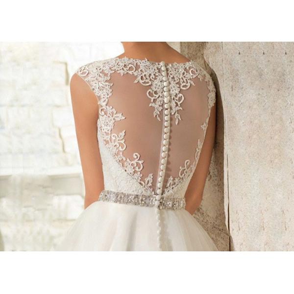 Organza A Line Lace Wedding Gown Backless Chest Heart Shaped Waist Beading