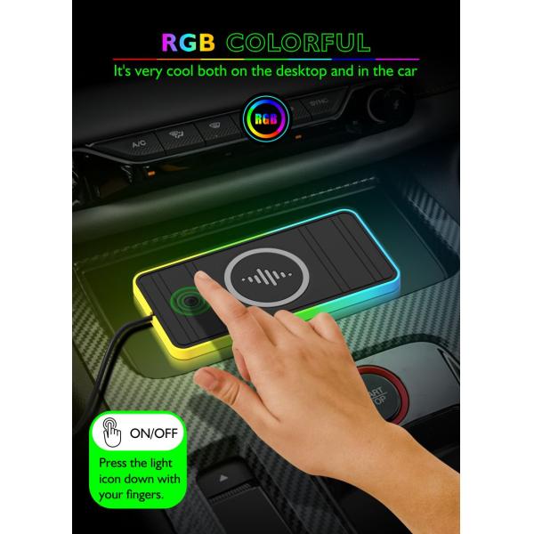 Быстрое авто черное беспроводное зарядное устройство с RGB светом для Apple Phone / Apple Watch