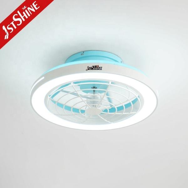 Grande fluxo de ar 20 polegadas de acabamento azul LED ventilador de teto para quarto design moderno