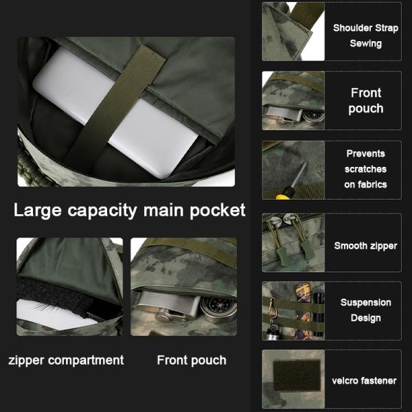 OEM Logo Unisex Mochilas de excursión tácticas 45L Bolsa de gimnasia Mochila multifuncional