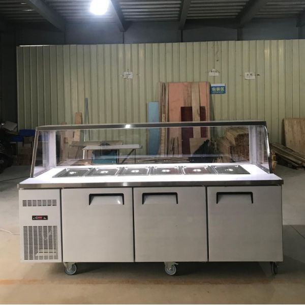 Stainless Steel Counter Top Refrigerator Pizza Salad Display With GN Pan