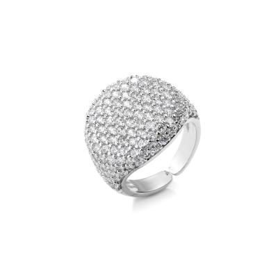 O partido Sterling Silver Crystal Jewelry Crystal aberto pavimenta Ring Adjustable