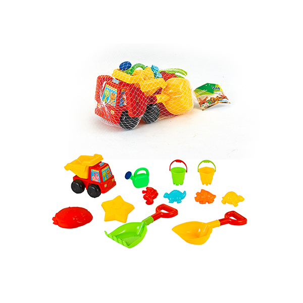 18 Pcs Plastic Beach Trolley Cart Children's Play Toys W / Bucket Spade Shovel