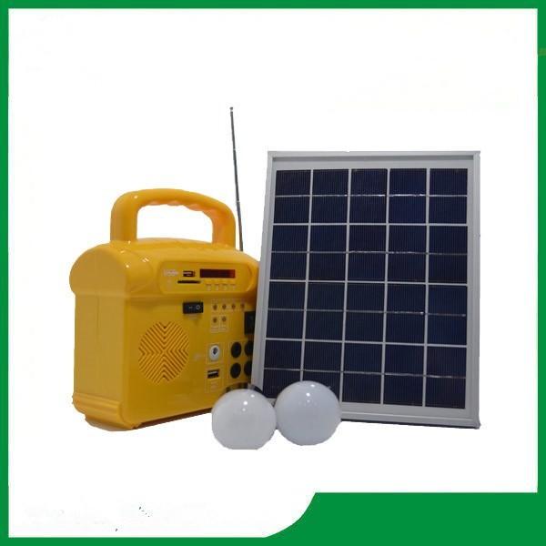 10w mini portable solar lighting kits, solar panel system with FM radio for camping