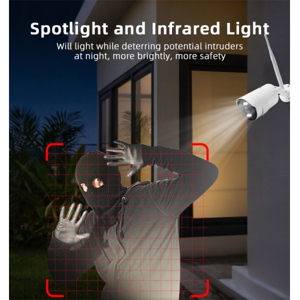 5MP Outdoor WiFi Security Camera, Eseecloud APP Remote Viewing, IP66 Weatherproof, Smart Motion Detection, Built-in Siren & Microphone, Dual Mode Night Vision Home Surveillance Camera