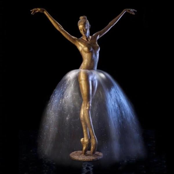 Bronze Ballerina Fountain Statue Lady Brass Water Fountain Sculpture