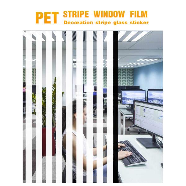 White Stripe Self-adhesive Decorative Film PET Membrane Foil For Glass Windows