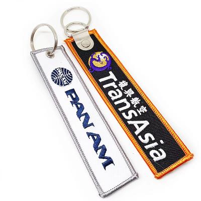 Custom Logo Fabric Key Tag Embroidery Keychain Label Key Chain