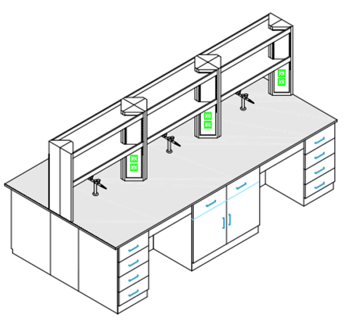 All Steel Lab Bench Table Acid And Alkali Resistant Lab Workstation Bench With 350 kg/m2 Load Capacity