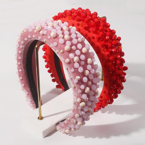 Fashion handmade sewn beads girls headbands influencer popular thick sponge Yiwu accessories