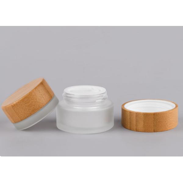 Empty 1oz 5g 10g 15g 20g 50g 100g 30g Eye Cream Frosted Cosmetic Glass Jar with Bamboo Wood Cap Lid