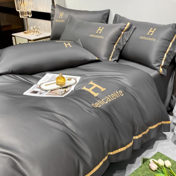 Customized Washed Silk Embroidery Sheet Sets for Luxury Satin Silk Bedding ADS04