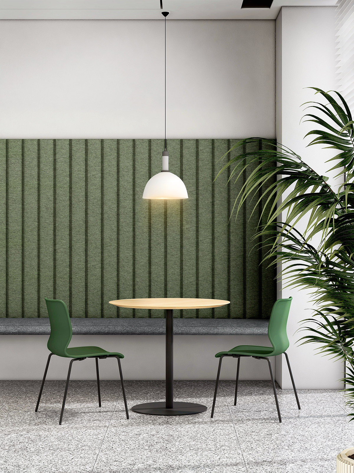 Modern Single Pedestal Breakout Table with 25mm Thick Tabletop, 50mm Steel Tube, and 500mm Base Plate