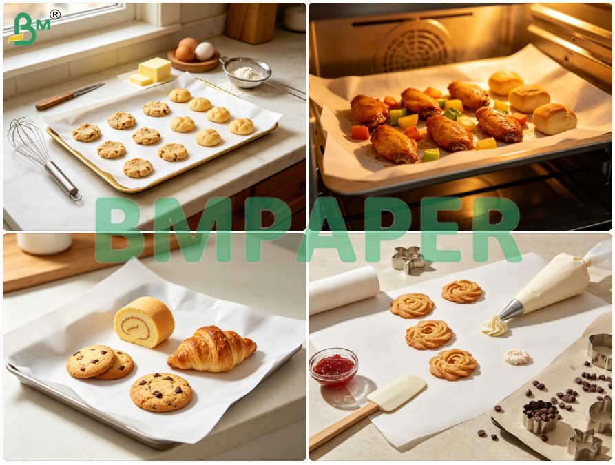 White Baking Paper Double Sided Silicon Coated Non - Stick for Oven Baking Cooking