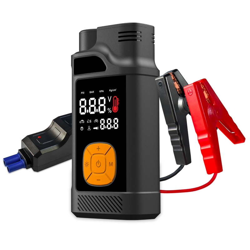 8000mAh Portable Power Automobile Jump Starters With Air Compressor Flashlight Lighting