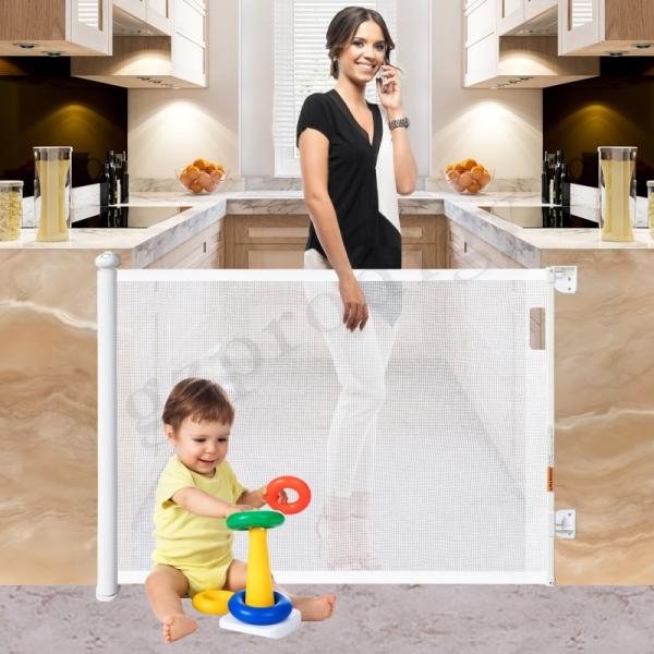 No Drill Retractable Gate Mesh Stairs Guards Customize Child Door Barrier