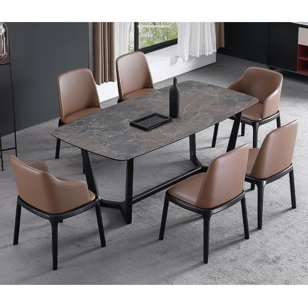 table de salle à manger et chaises de luxe 4 Seater de Marble White de 180cm 6 morceaux de minimaliste