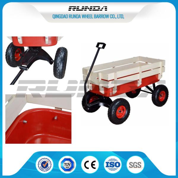 Light Duty Garden Mesh Cart 21kg , Red Color Steel Garden Wagon 10inches Wheel