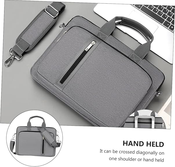 Laptop Handbag Stylish Grey Crossbody Computer Bag for Women Protective Sleeve Case with Adjustable Shoulder Strap for Work Wholesale OEM/ODM/Private Label