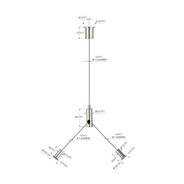 High Bay Light Fork Hanging Kit , Brass Nickel Plated Wire Suspension Kit YW-86023