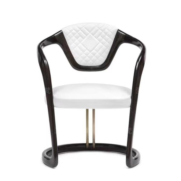 Leather Stainless Steel Modern Armrest Dining Chair Luxury Versace Design