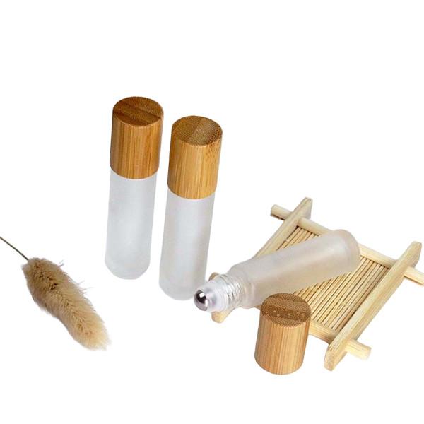 O rolo geado 10ml de bambu do tampão 3ml 5ml da grão de madeira engarrafa com a bola de rolo inoxidável