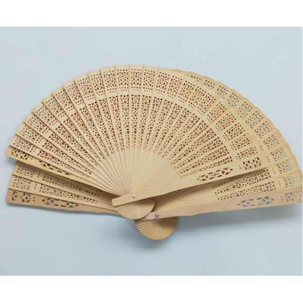 [i Am Your Fans] in Stock for Promotion and Wedding Fan Gift Favor Sunflower Hollow Out Through-Carved Wooden Hand Fan