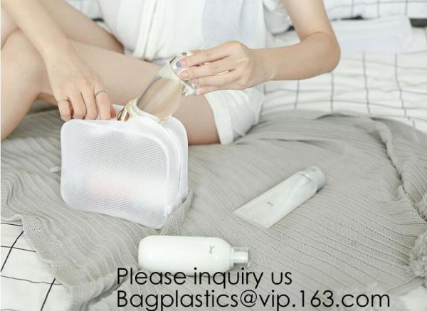 Custom design PU cosmetics zipper pouches transparent PVC wash gargle bags,China Wholesale Travel Transparent Lattice