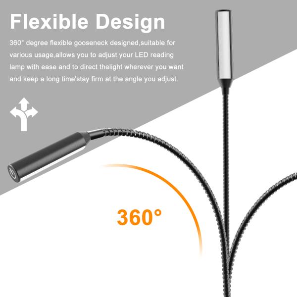LED Gooseneck Reading Light 12V 24V Book Lamp with Inner Touch Dimmer Sensor Switch