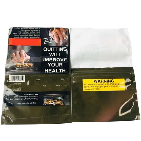 Saco de embalagem de folhas de fumo Bolso de tabaco rolante com fecho e autocolante