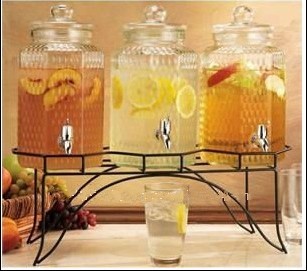 Set of 3 pc clear glass beverage dispenser