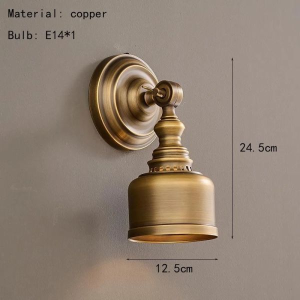 Clear Glass Indoor Parlor Bedside Stairs Hotel Lighting Old Copper Wall Lamp (WH-VR-129)