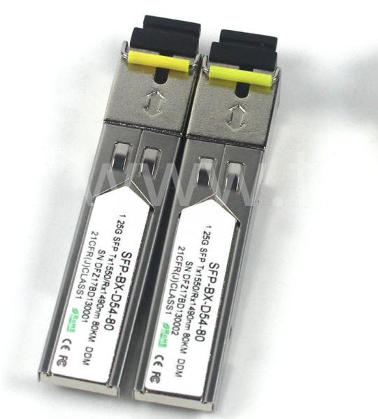 1.25G SFP BIDI Tx1490/Rx1550nm 80KM SMF DDM LC CISCO JUNIPER HUAWEI MODULE de transmetteur optique SFP compatible