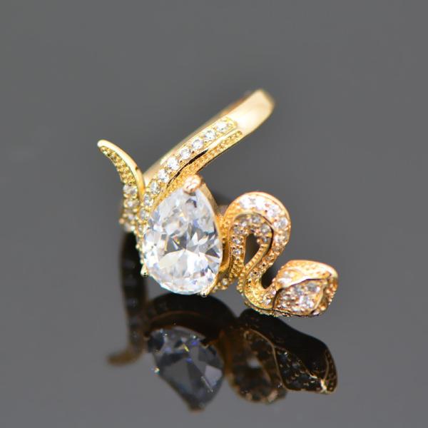trendy snake shape Swiss Cubic Luxury Zircon crystal ring jewelry gift For Women fashion