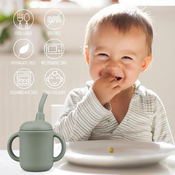 Чашка соломы силикона младенца с ломким ручек облегченное