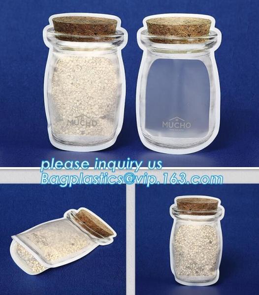 Matte Clear Bags Zip Lock Resealable Packing Grain Food Pouches, Reusable Sealing Food Pouches With Window For Storing C